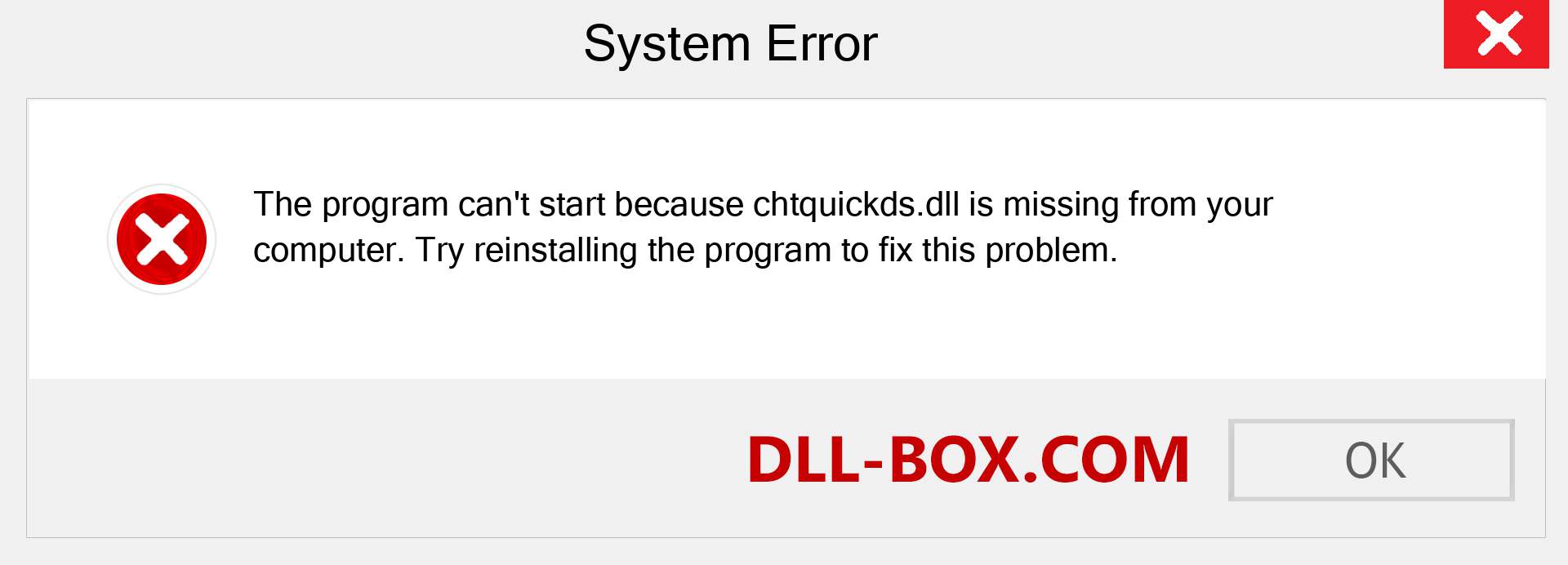  chtquickds.dll file is missing?. Download for Windows 7, 8, 10 - Fix  chtquickds dll Missing Error on Windows, photos, images